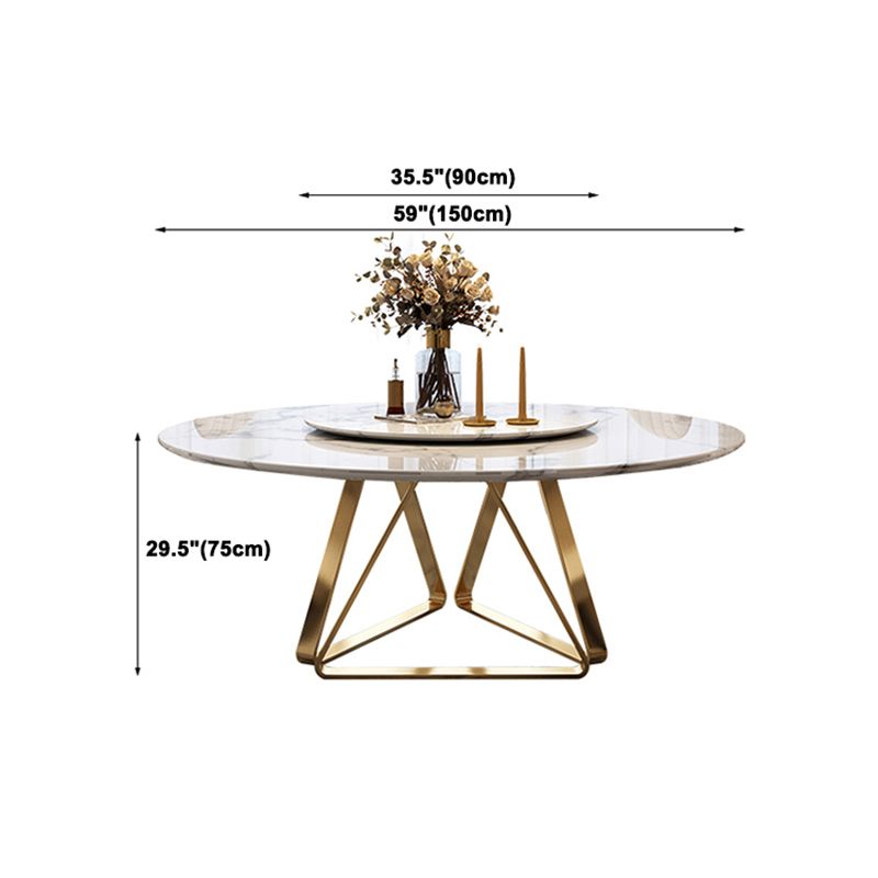 Round Dining Table Set 1/4/5/7/9 Pcs Marble Dining Table with Upholstered Chairs