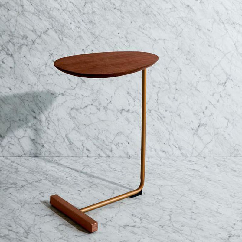 Nordic C Side Table Round Minimalist Solid Wood End Table for Living Room