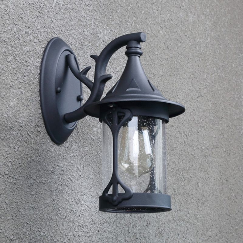 Entrepôt de la lampe de la lampe de la lampe de kérosène 1-Bulb Éclairage d'applications de mur de verre minable dans le bronze en cuivre / antique noir / altéré