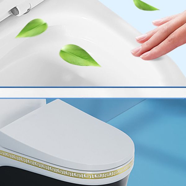 Traditional One Piece Toilet Floor Mounted Toilet Bowl with Slow Close Seat for Washroom