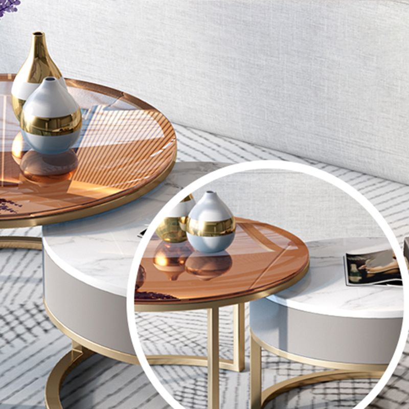 Round Nesting Coffee Table Set Round Frame Coffee Table with Drawer