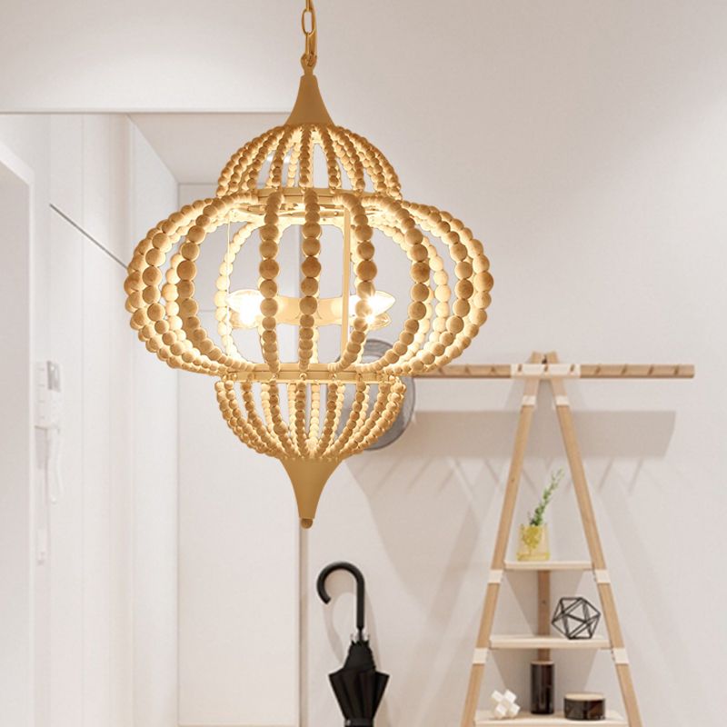 Pendard à 9 coups de luminaire Light Lightture de plafond de lanterne en bois en blanc cottage en bois en blanc