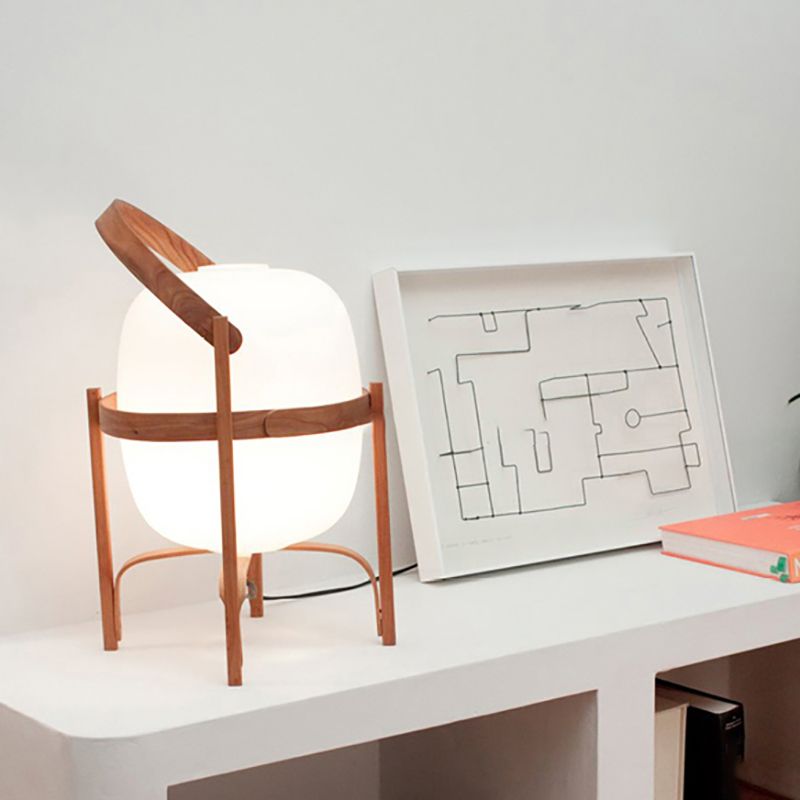 Geometric Night Table Lamps Modern Style Glass 1 Light Table Lamp in White