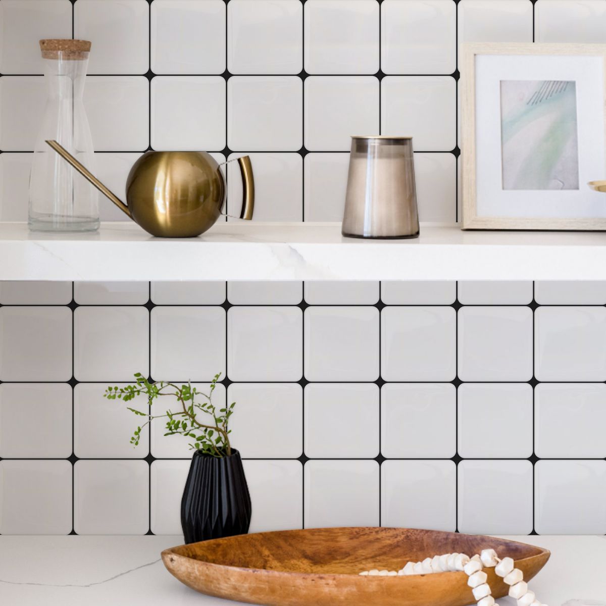 Contemporary Wallpaper Mosaic Tile Peel & Stick Tile for Kitchen and Bathroom