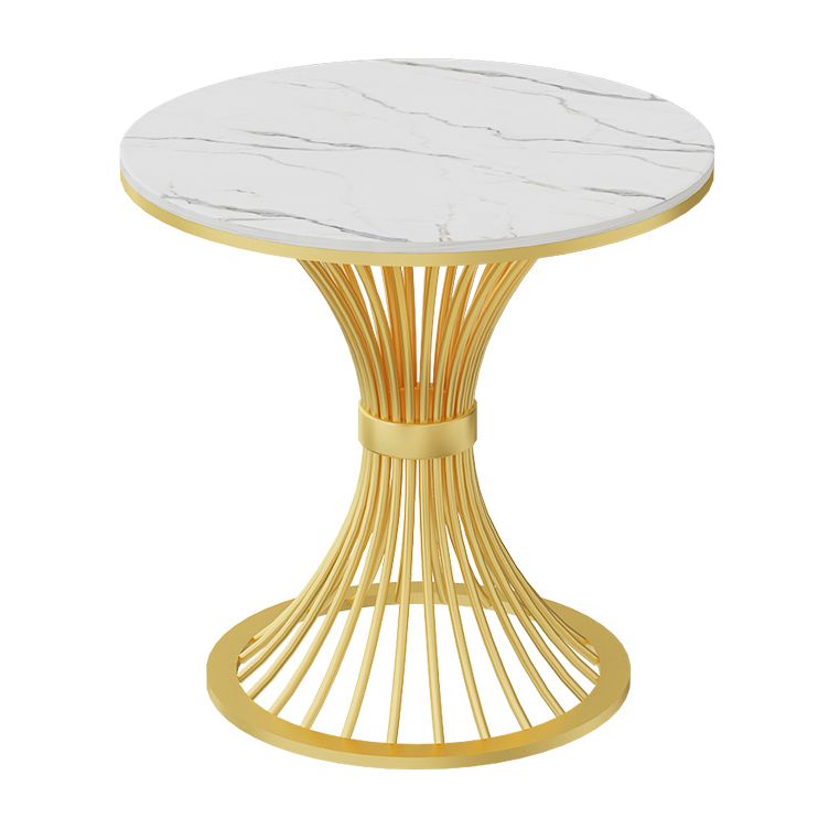 Mesa de comedor redonda de lujo tradicional mesa de comedor de piedra sinterizada con base de pedestal