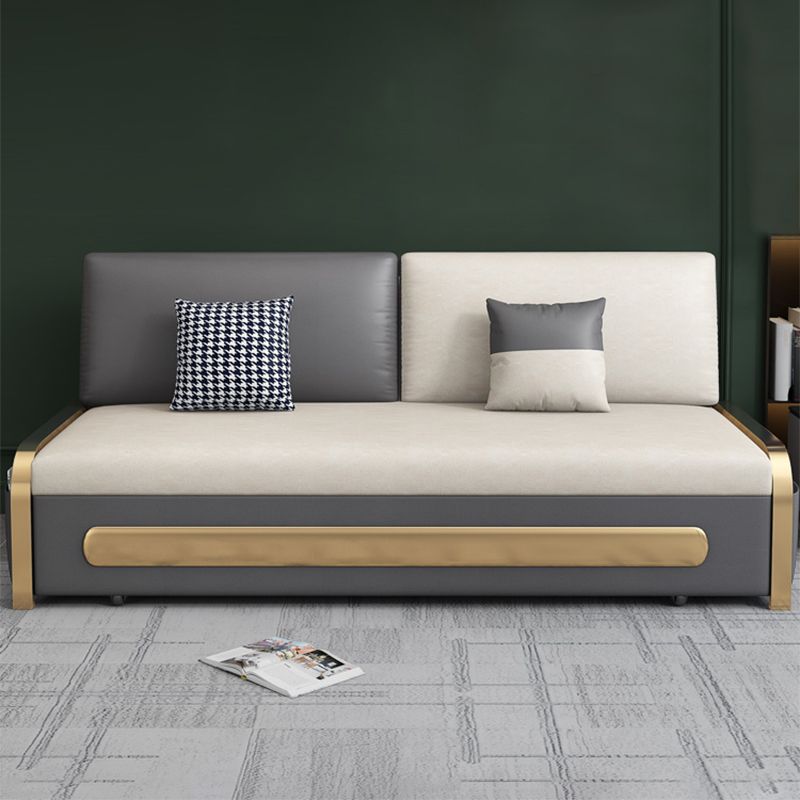 Modern Style 33.46" Wide Sofa Bed Faux Leather Sleeper Sofa with Storage