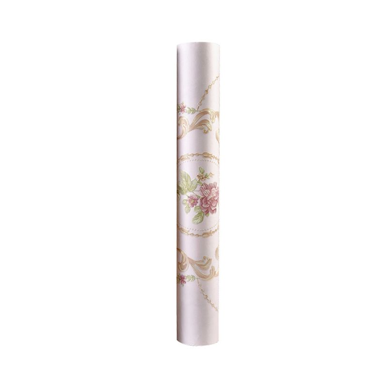 Rural Peony Blossom Wallpaper Roll Non-Woven Stain Resistant Light-Color Wall Art for Bedroom