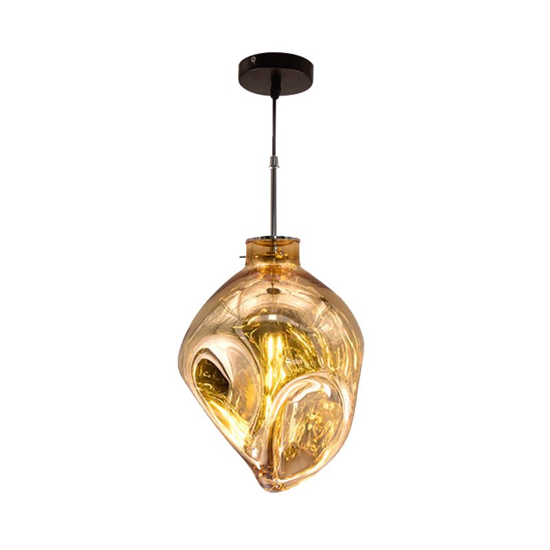 Contemporary Style Hanging Light Abstract Shade 1 Light Hammered Glass Pendant Lamp for Hotel