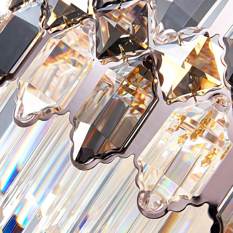 Dark Tan K9 Kristall geometrischer Kronleuchter zeitgenössischer, goldplattiertes hängendes Licht für Wohnzimmer