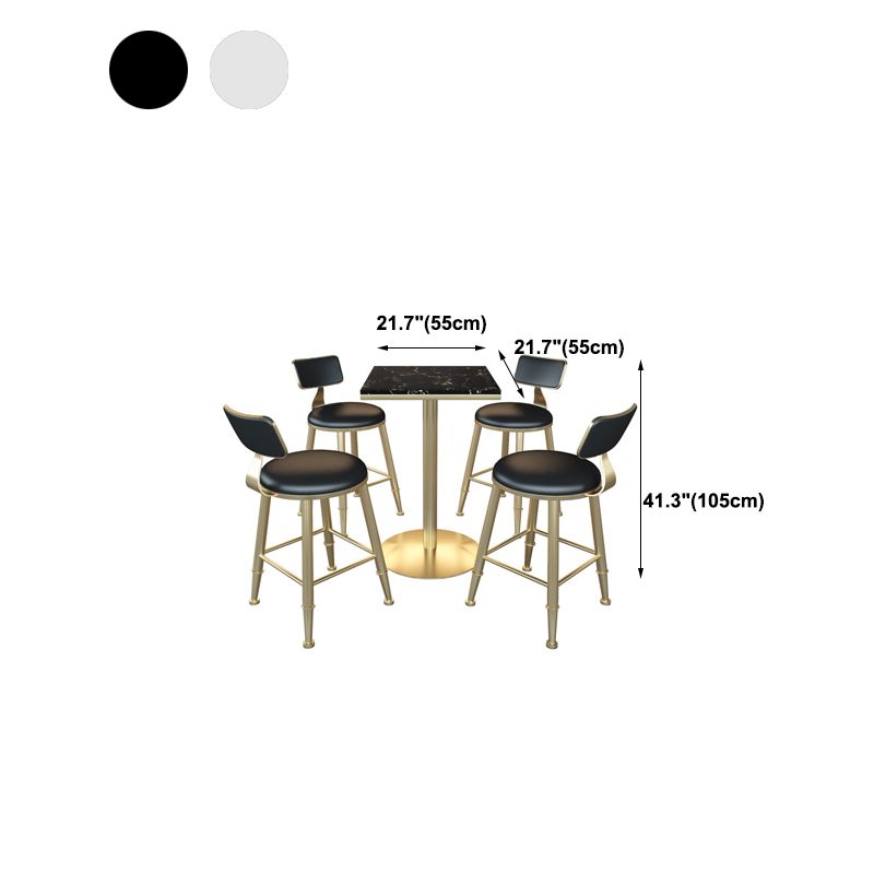 Gold Metal Pedestal Bar Table White Wood Top Bar Table for Small Places