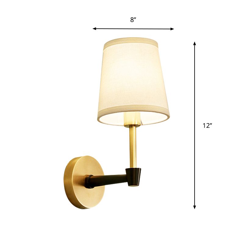 Traditional Tapered Wall Mount Light Fixture 1/2-Bulb Fabric Wall Sconce Lighting in Black