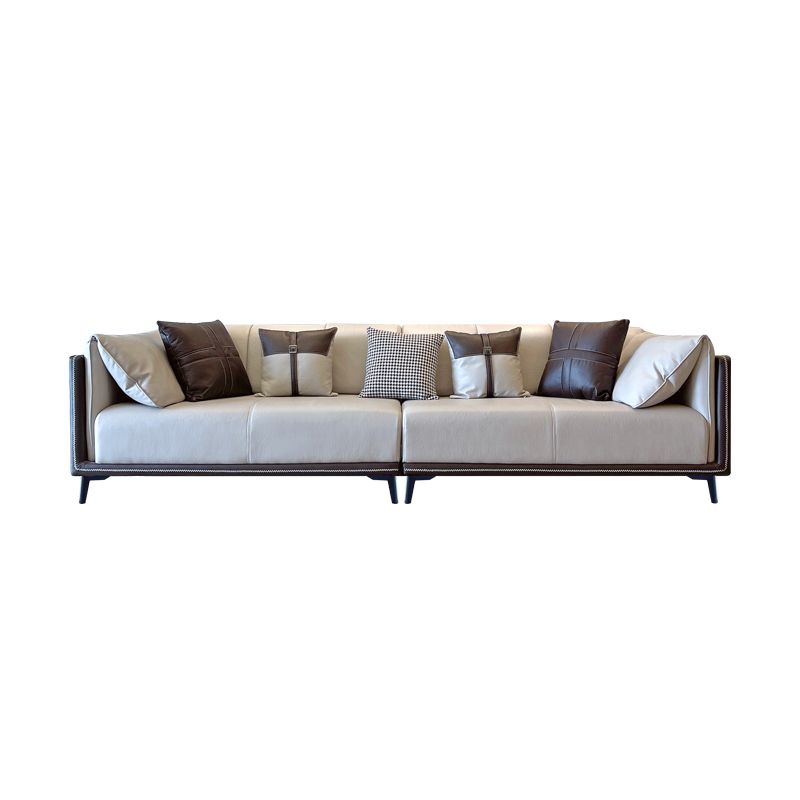 Vlekbestendige faux lederen sofa/sectionele met gekussen achterste kussens voor woonkamer