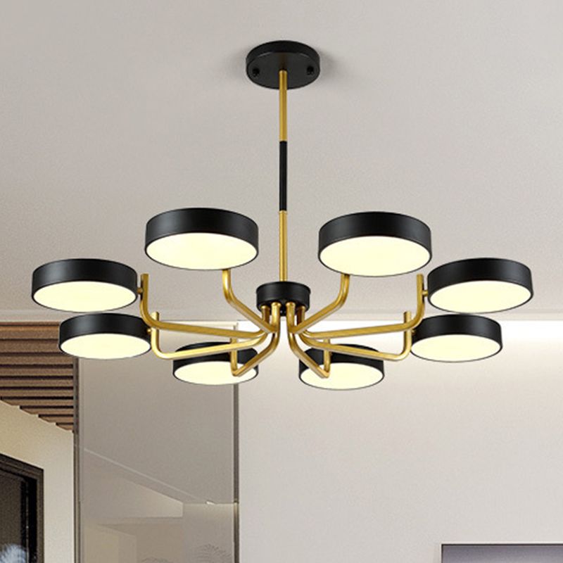 Nordic Round LED Chandelier Metallic Bedroom Living Room Suspension Lighting Fixture