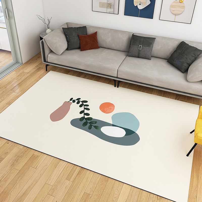 Light Pink Modern Carpet Leather Plant Carpet Washable Carpet for Living Room