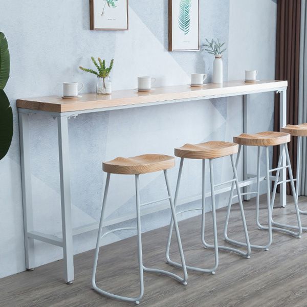 Glam Style Rectangle Bar Table Solid Wood Fixed Bar Dining Table for Indoor