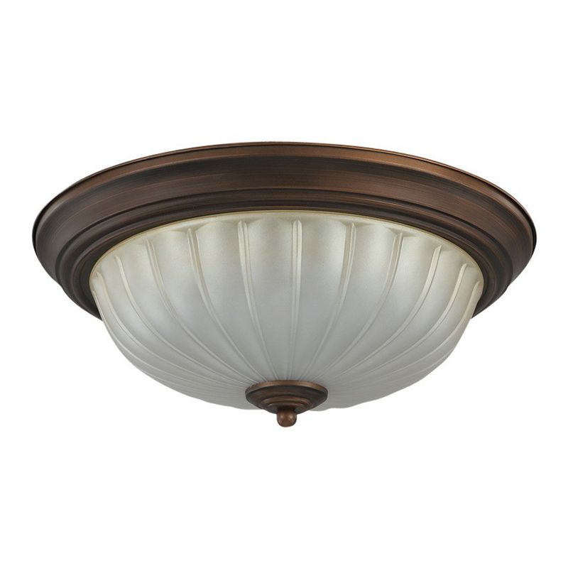 3 Bulbs Flush Mount Traditional Dome Shaped Frosted Ribbed Glass Flushmount Ceiling Light for Bedroom