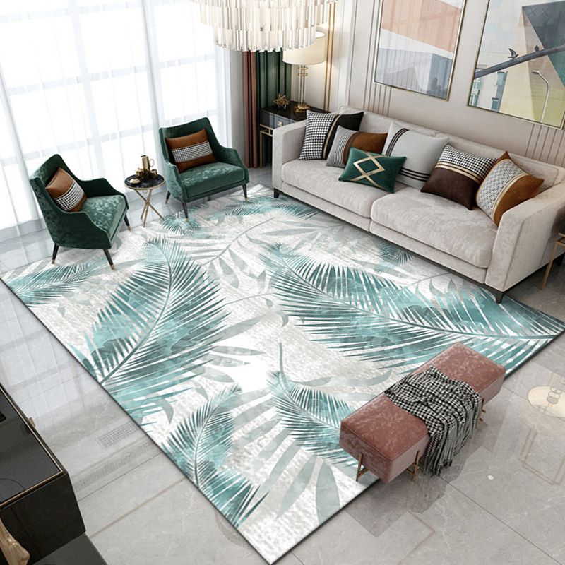 Minimalist Indoor Rug Modern Plant Pattern Carpet Polyester Stain Resistant Area Rug for Living Room