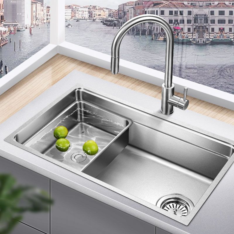 Drop-In Kitchen Sink Stainless Steel Kitchen Sink with Basket Strainer