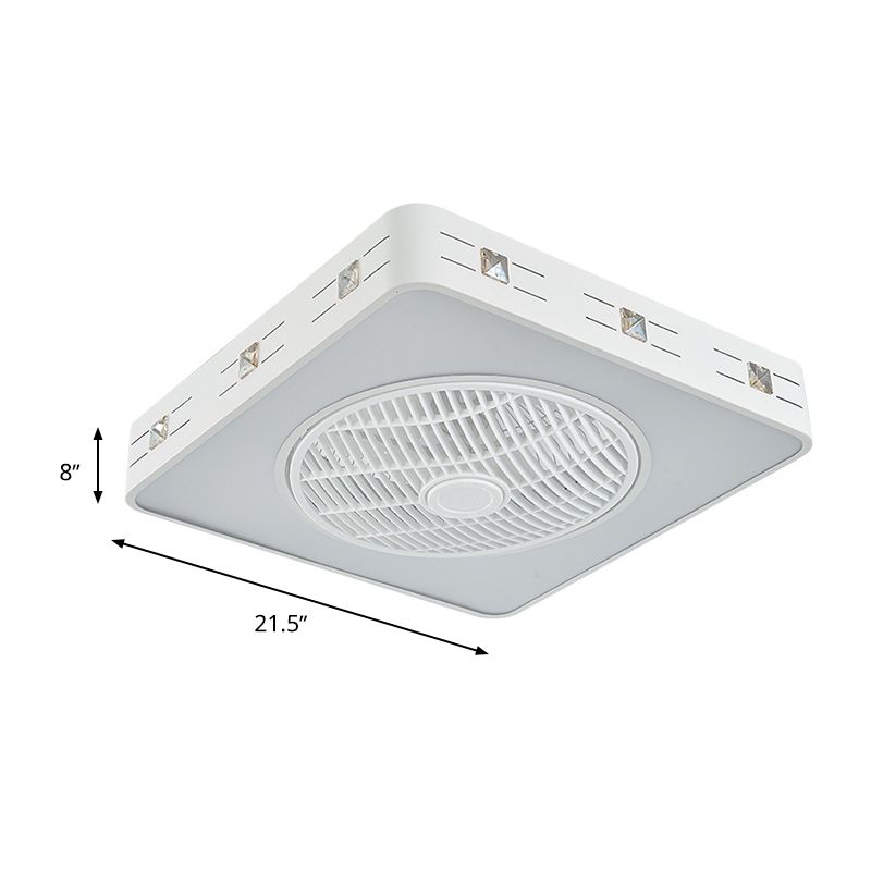 21,5 "W White LED Semi Flush Mount Mount Fixture zeitgenössische Metallrunde/quadratische Anhängerlüfterbeleuchtung, 3 Klingen