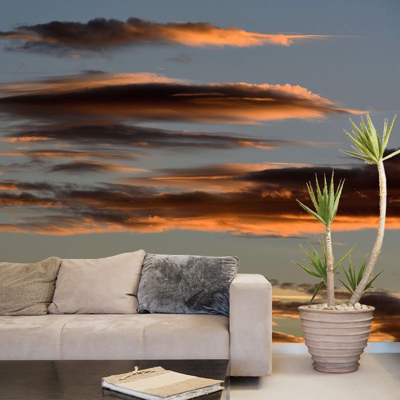 Contemporary Style Sunset Mural Mildew Resistant Wall Covering for Living Room Decor