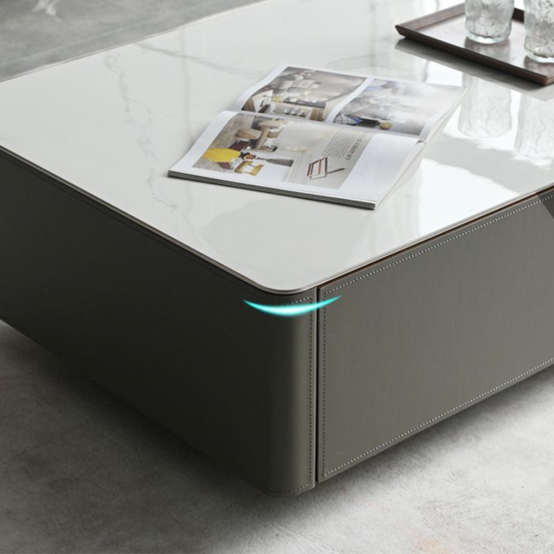Minimalism Slate Rectangular Coffee Table White Coffee Table Set with Drawer