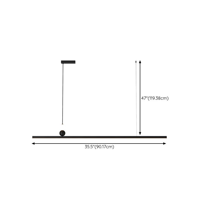 Aluminum and Acrylic Ceiling Pendant Fixture Linear Kitchen Island Fixture in Dark Black