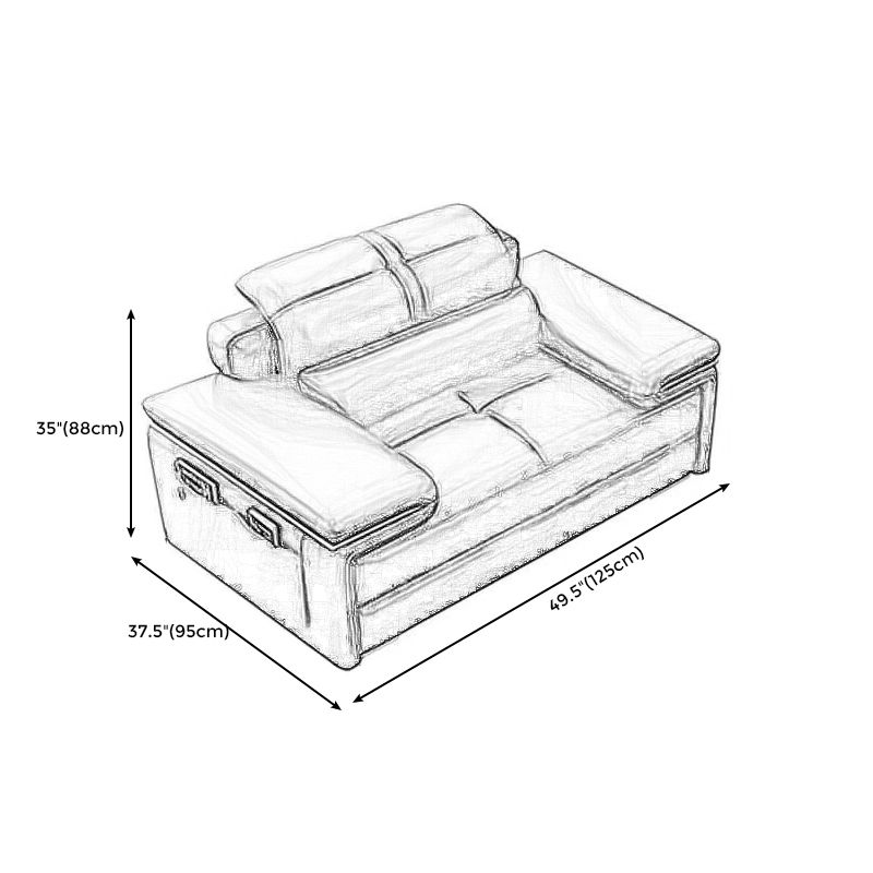 Genuine Leather Sectional 34.65"High Pillow Top Arm Sofa with Storage, Blue