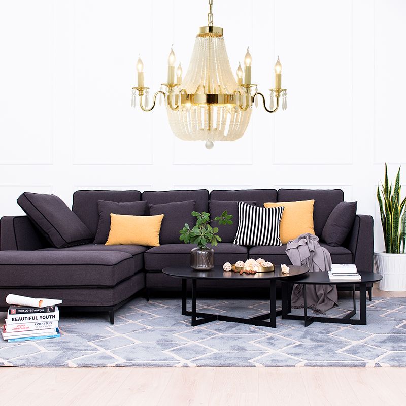 Empire Shape Crystal Chandelier Éclairage traditionnel 6 lumières salon suspendu luminaire en or