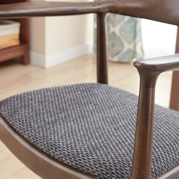 Ash Wood Traditional Dining Chair Brown Side Chair with Arms