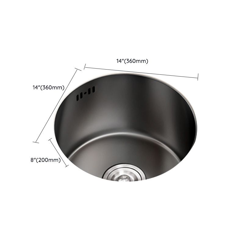Round Stainless Steel Kitchen Sink Single Bowl Sink with Drain Strainer Kit