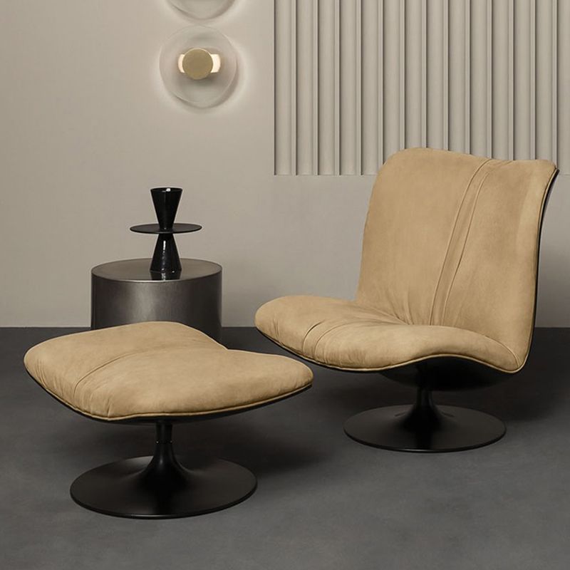 Contemporary Swivel Accent Chair Suede Lounge Chair in 38"L x 34"W x 19"H