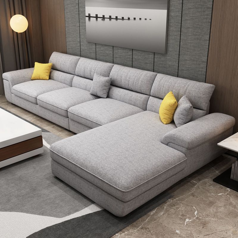 137.79" L Modern Linen Sectional Pillow Top Arm Sectional for Living Room