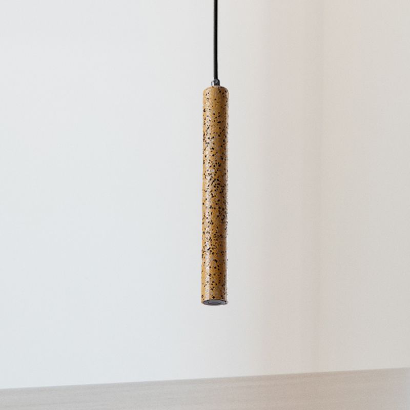 Tube Pendant Lighting Nordic Cement 1 Light Yellow/Blue/Green Hanging Ceiling Light, 12"/21.5"H