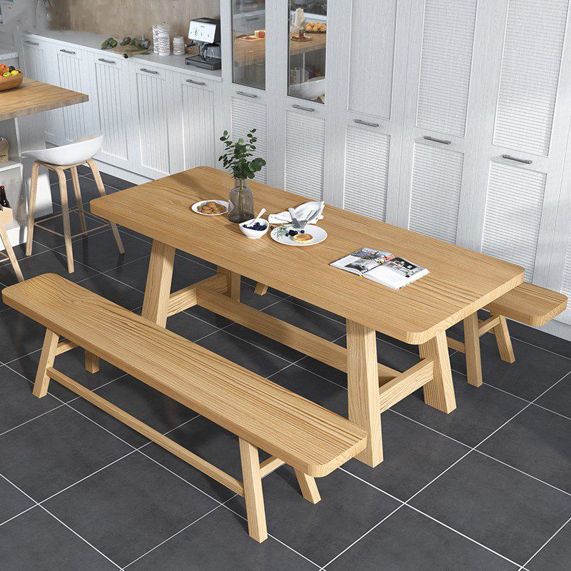 Mesa de comedor rectangular moderno Mesa de comedor de madera sólida para la cocina para la cocina