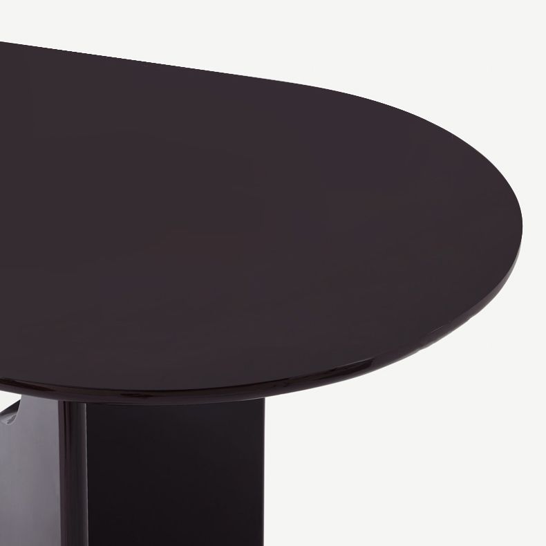 Moderne binnenhouttafel voor restaurant ovale eettafel met dubbele voetstukbasis