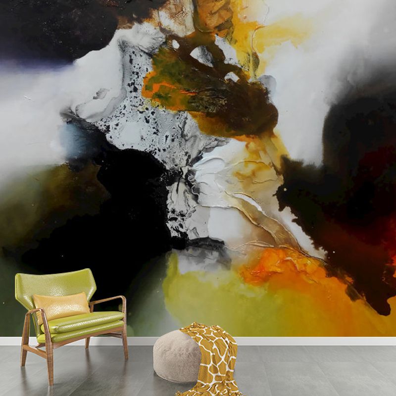 Illustration Abstract Mural Wallpaper for Home Gallery, Orange-Yellow, Customized Size