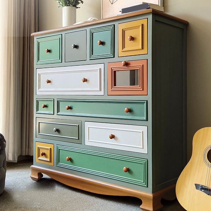 Coastal Storage Chest Dresser Solid Wood Dresser with Multi Drawers for Bedroom