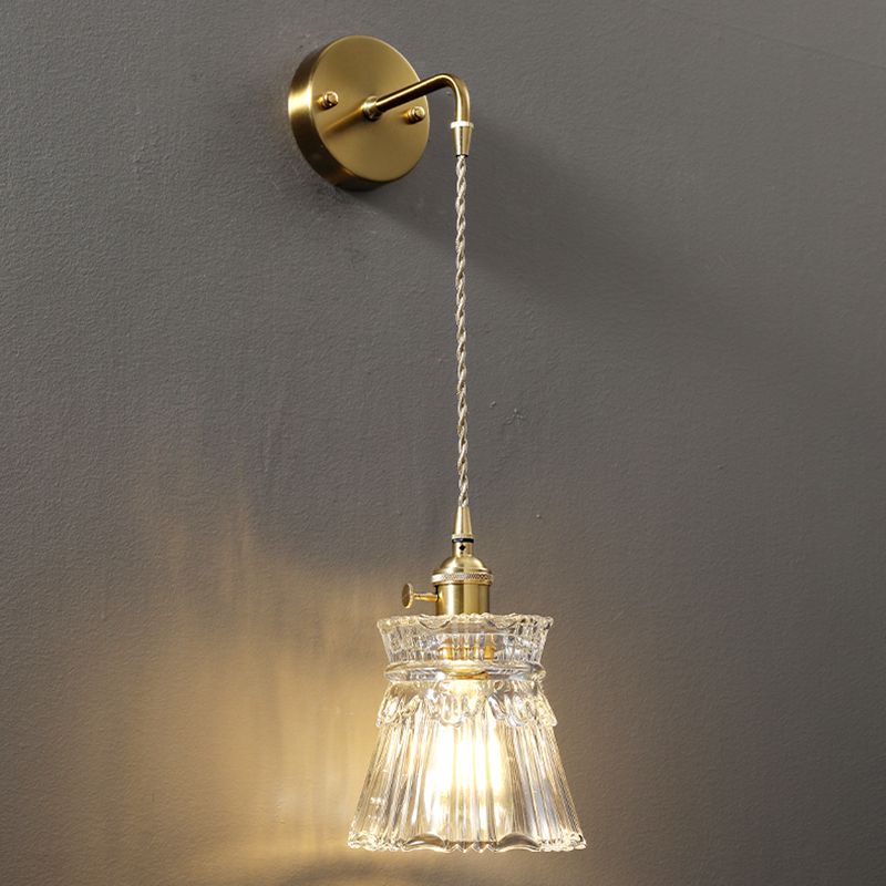 Modern Metal Flush Mount Wall Sconce 1-Light Wall Sconce Lights with Clear Glass Shade