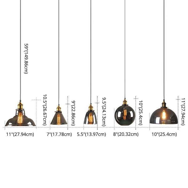 Luz de techo colgante de 1 luces para colgantes de vidrio claro de vidrio industrial para el comedor