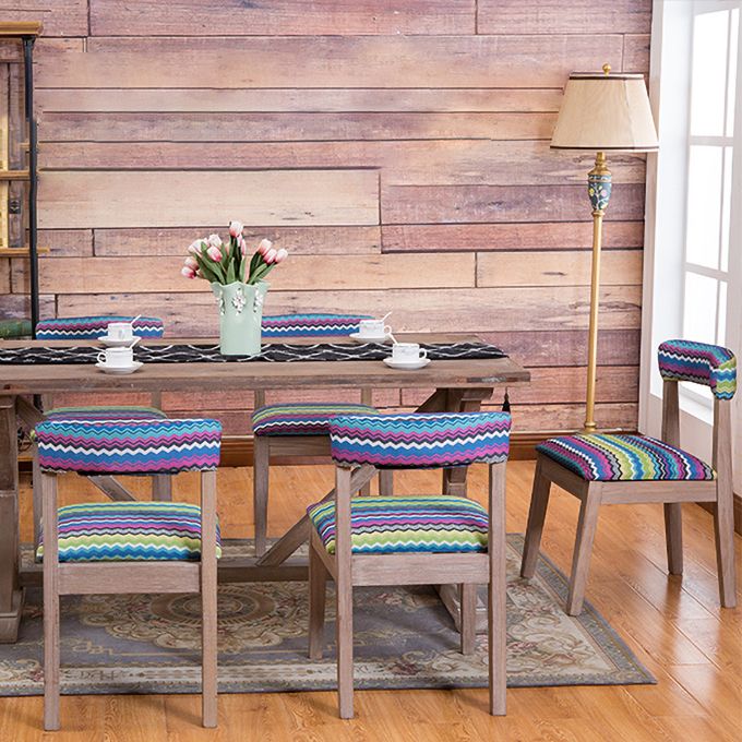 Country Style Solid Wood Dining Room Chair Armless Open Back Dining Side Chair for Home Use