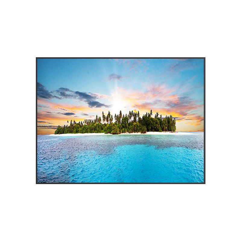 Stunning Tropical Beach Canvas Hotel Photograph Print Seascape Wall Art Decor in Blue