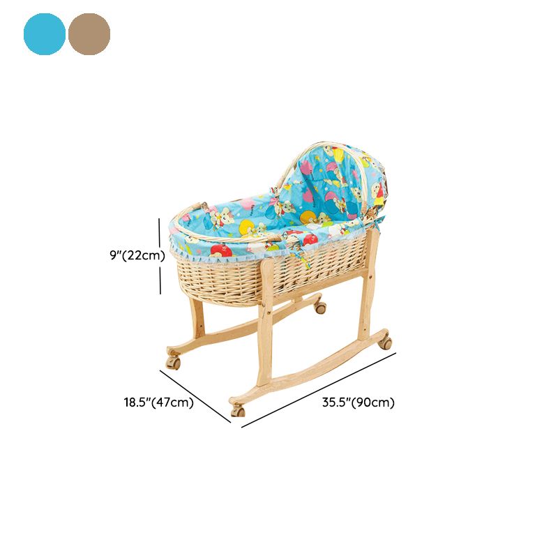 Rattan Modern Nursery Crib Color Matching Nursery Bed with Casters
