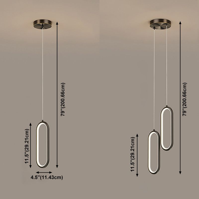 Metal Oval Hanging Light Postmodern Style Suspension Pendant for Cafe Restaurant