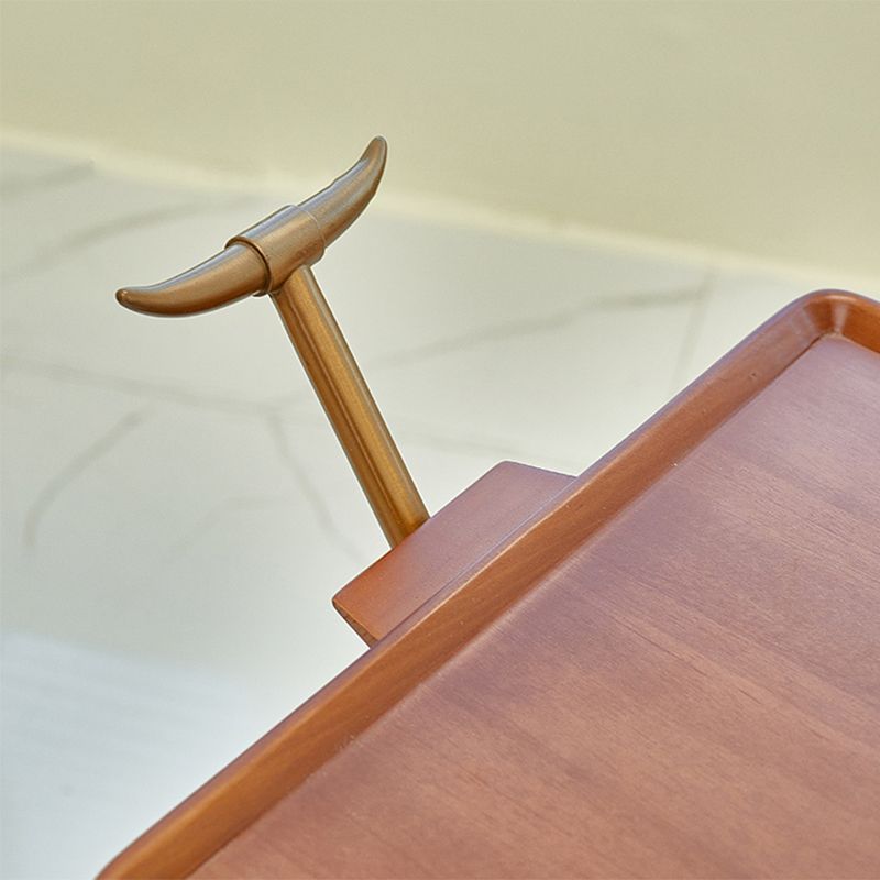 Solid Wood Sofa Side Accent Table with Shelf Rectangular Living Room Double Tier