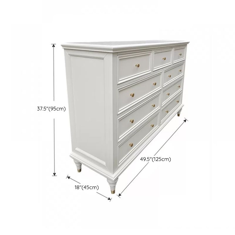 Glam Solid Wood Chest Home Storage Chest in White with Drawers