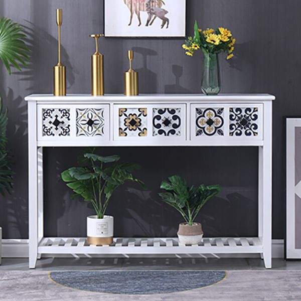 Mid-Century Modern Accent Table with Drawers for Hall Console
