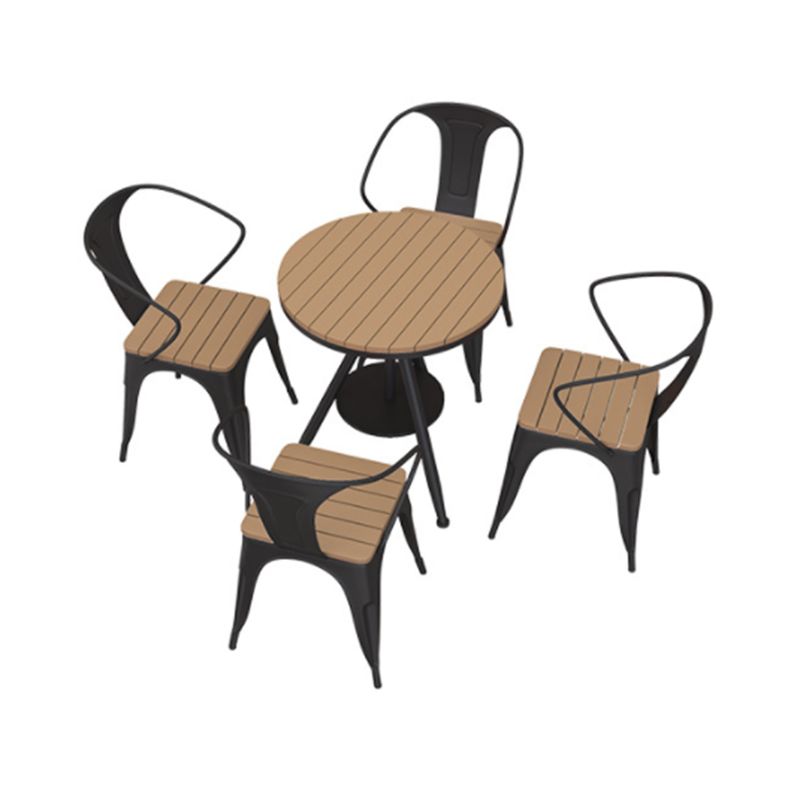 Nordic 1/2/3 Pieces Dining Set Round Plastic Wood Dining Table for Balcony