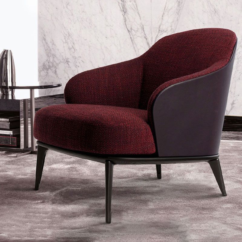Mid-century Modern Accent Chair Solid Color Fixed Back Armchair
