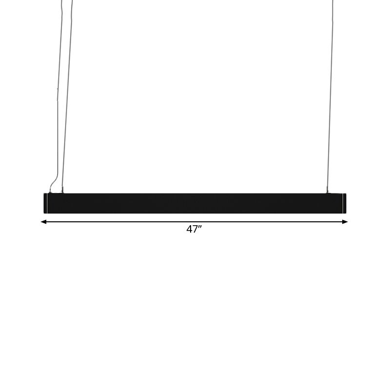 Linear Pendant Lamp Minimal Metal Led White/Black Hanging Light Kit in White/Warm/Natural Light