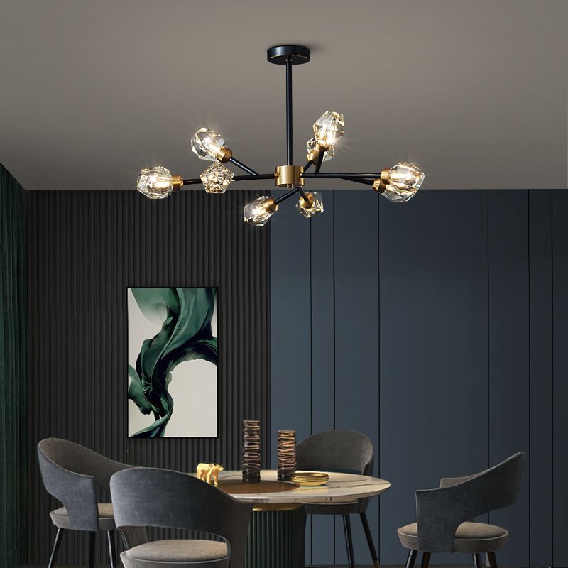 Modern Style Sputnik Chandelier Lighting Crystal Chandelier in Black